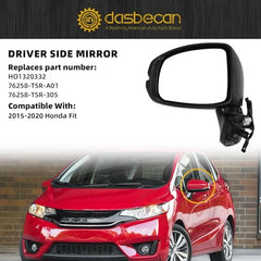 Driver Side Mirror Compatible with 2015-2020 Honda Fit Left Mirror 3PINS Black Replaces HO1320332