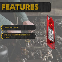 Left Side Tail Rear Light Lamp Compatible with 2015-2023 Ford Transit Connect XL XLT FO2800237C DT1Z13405B FO2800237 DT1Z13405F