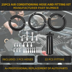 26PCS Air Conditioning Hose and Fitting Kit 6.5ft #6#8#10 AC Hose Kit, #6#8#10 AC Fittings and Universal AC Receiver Drier