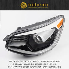 Halogen Headlight Compatible With Kia Soul 2014-2019 left driver side Headlight Assembly Chrome Housing Replaces# 92101-B2270 92101B2270 KI2502167