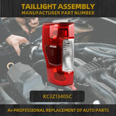 Halogen Left Driver Side Tail Light Assembly Compatible with 2017 2018 2019 Ford F250 F350 F450 Super Duty Taillight Rear Lamp Replace KC3Z13405C Blind Spot Module Can be Installed