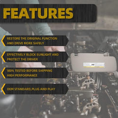 Left Driver Side Sun Visor Compatible with 2013-2018 Dodge Ram 1500 2500 3500 4500 5500 Sunvisor Replace# 1VF25BD1AD (Gray)