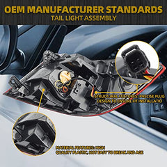 Left Driver Side LED Tail Light Assembly Compatible with 2018 2019 2020 2021 Honda Accord Sedan Rear Brake Lamp Taillights Harness Set