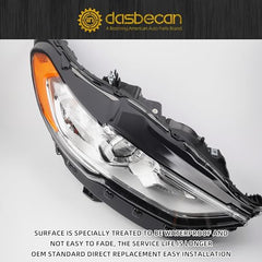 Halogen W/LED DRL Headlight W/bulbs Compatible With Ford Fusion 2017-2020 Right Passenger Side Headlights Assembly Chrome Housing Replace# HS7Z13008G FO2503350