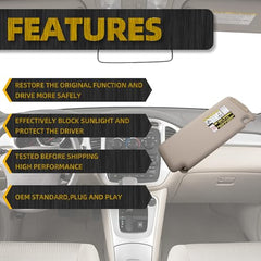 Beige Left Driver Side Sun Visor Sun Shade Replacement with Vanity Mirror Compatible with Toyota Highlander 2004 2005 2006 2007 Replaces# 74320-48260-A0