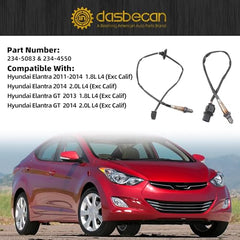 2Pcs Upstream and Downstream Oxygen O2 Sensor Compatible with Hyundai Elantra 1.8L L4 2011-2014 2.0L L4 2014 Except California Emission Replaces 234-5083 234-4550
