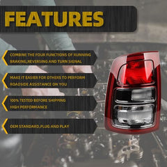 Tail Light Assembly Halogen Compatible With Dodge Ram 2500 3500 2019-2023 Rear Lamp Left Driver Side 68409003AD (Black Cover)