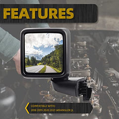 68281890AB Rearview Mirror Assembly 5 Pins Compatible with Wrangler JL 2018-2024 Gladiator JT 2020 2021 2022 2023 2024 68281890AE Driver Side Left