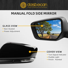 Left Driver Side Mirror Compatible with Chevy Impala 2014-2019 Manual Folding Power Glass Heated with Turn Signal Puddle Light Black 8Pins Replaces 22936943