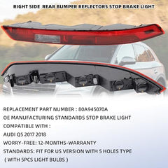 Rear Bumper Reflectors Light Stop Brake Tail Lights Compatible with Audi Q5 2017 2018 80A945070A (Right Passenger Side)