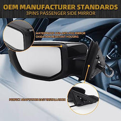 Left Driver Side Door Mirror Compatible with Honda Civic 2016-2021 Power Glass Non-Heated Manual Folding Paint to Match Replaces 76258TBAA02ZA HO1320283 Black 3Pins (For US Built Models)