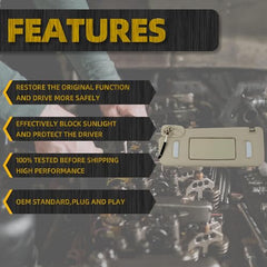 Left Driver Side Sun Visor Compatible with 2007-2014 Cadillac Escalade, Chevrolet Silverado Suburban Tahoe, GMC Yukon Sierra 1500 Denali Replace Replace 22850307 Gray with Light