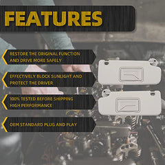 Left Driver & Right Passenger Side Sun Visor Compatible with Chevy Sonic 2012-2020 Spark 2013-2016 Replaces P95327509 P95327507 Sunvisor