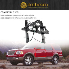 Front Left Driver Side Window Regulator with 2-Pin Motor Compatible with Ford Expedition Lincoln Navigator 2003-2006 Replaces 741-178 6L1Z7823209AA