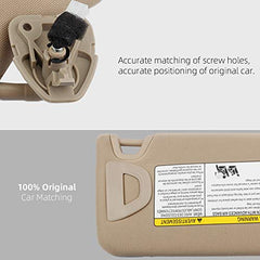 Beige Sun Visor Compatible with Nissan Altima 2013-2018 with Mirror and Vanity Light Without Sunroof Replaces# 96401-3TA2A (Beige Left)