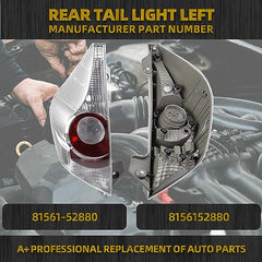 Tail Light Assembly Left Driver Side Compatible with 2012 2013 2014 Toyota Prius C Taillight Lens Cover w/o Bulbs Replaces# 81561-52880