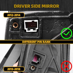 5Pins Driver Side Mirror Compatible with 2012-2014 Ford Focus Left Rearview Mirror w/Blind Spot, Manual Folding, Power Glass and Turn Signal Glossy Black Paint