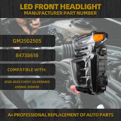 Full LED Headlight Assembly Left Driver Headlamp Compatible With Chevy Silverado 2500HD 3500HD 2020 2021 2022 2023 Replace# GM2502505 84738618