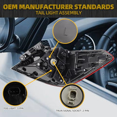 Left Tail Light Assembly Compatible with 2022 2023 2024 Honda Civic Rear Lamp Outer Driver Side W/Bulbs Replaces# 33550-T20-A01 HO2804123