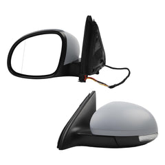 Left Side Door Mirror Compatible with 2009-2017 Volkswagen Tiguan Driver Side Mirror with Electric Heated Glass Turn Signal Manual Folding VW1320131 5N1857507P9B9 Unpainted Cover (6 Pins)