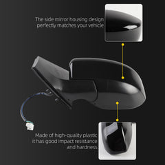 Driver Side Mirror Assembly Compatible with Nissan Sentra 2013-2019 | Heated | Manual Fold | Power Glass Black Left Mirror Replaces NI1320262(5Pins)