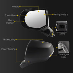 Dasbecan Side RearView Mirror Compatible with 2021-2024 Cadillac Escalade(ESV) Heated Blind Spot Mirror Memory Anti Glare Lens Power Folding Driver Left Side Door Mirror Replace 84977467 (15Pin)