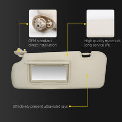 Sun Visor Compatible with 2012-2016 Honda CR-V Left Driver Side Sunshade with Makeup Mirror Replace# 83280-T0A-H11ZA(Beige)