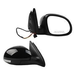 Right Passenger Side Mirror Compatible with 2009-2017 Volkswagen Tiguan Side View Mirror w/Electric Heated Glass Turn Signal Manual Folding VW1321131 5N1857508Q9B9 Gloss Black Cover (6 Pins)