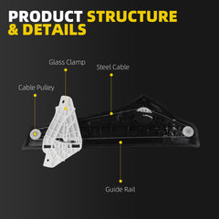 Dasbecan Front Right Window Regulator Compatible with Hyundai Veloster