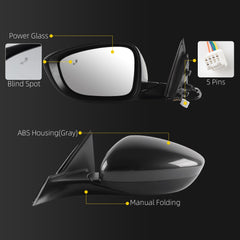 Dasbecan Side Mirror For 2023-2026 Honda Accord 5Pin Left (Meteorite Gray)