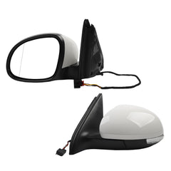 Left Driver Side Mirror Compatible with 2009-2017 Volkswagen Tiguan Side View Mirror with Electric Heated Glass Turn Signal Manual Folding VW1320131 5N1857507P9B9 Gloss White Cover (6 Pins)