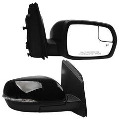 Right Passenger Side Mirror Compatible with Ford Edge 2015-2018 Heated with Turn Signal Puddle Light Spotter Glass Black 7Pins