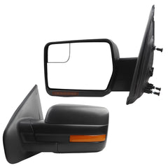 Left Driver Heated Side Mirror Compatible with Ford F150 2004-2014 Door Mirror With Spotter Glass Turn Signal Light Without puddle light Without Blind spot detection (7PINS)