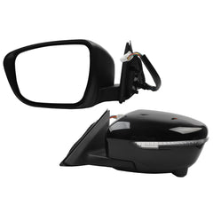 Driver Left Side Mirror with Camera Compatible with 2014-2019 Nissan Rogue Heated Turn Signal Power HD Glass Black Painted Manual Folding # NI1320254 96374-4BA0A 96374-4BA0A7 13Pins