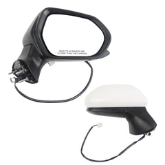 Passenger Side Door Mirror Compatible with Toyota Camry 2018-2022 Power Adjustment Manual Fold Non-Heated Painted White Right Rearview Mirror Assembly Replace TO1321366 87910-06800 3Pins