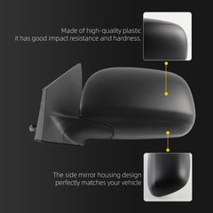 Left Driver Side Door Mirror Compatible with 2009-2012 Toyota RAV4 Japan Built Non-Heated Manual Folding Power Glass Black (3Pins-Japan Built)