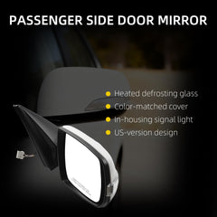 Right Passenger Side Mirror Compatible with 2011-2015 Kia Sorento with Power Heated Glass, Turn Signal Light, Manual Folding, White Mirror Cap Replace# KI1321146 (7Pins)