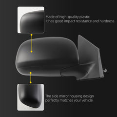 Right Passenger Side Door Mirror Compatible with 2009-2012 Toyota RAV4 Non-Heated Power Glass Manual Folding Black (3pins-Japan Built)