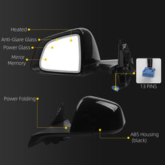 Side Rear View Mirror Compatible with 2020-2024 Tesla Model Y Anti-Glare Glass with Mirror Memory Power Heated Left Driver Side Power Folding #1594111-98-A 159411198A (13pin Black)