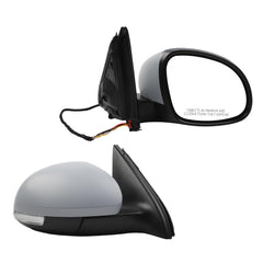 Right Side Door Mirror Compatible with 2009-2017 Volkswagen Tiguan Passenger Side Mirror with Electric Heated Glass Turn Signal Manual Folding VW1321131 5N1857508Q9B9 Unpainted Cover (6 Pins)