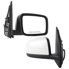 Passenger Side Mirror White Compatible with Nissan Rogue 2008-2015 | Heated Manual Fold Power Glass, 5Pins Connector, OE#96301JM200, NI1321236, NI1321199