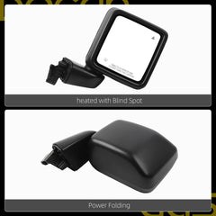 Right Passenger Side Mirror Assembly Compatible with Jeep Wrangler JL 2018-2021 Gladiator JT 2020-2023 Power Heated, Power Folding,Blind Spot Mirror Replace 68281892AE CH1321451 (7 Pin)