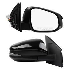 Right Passenger Side Door Mirror Assembly Compatible with Toyota RAV4 2013 2014 2015 Power Glass Heated with Turn Signal Light Replaces TO1321310 87910-0R080 Black (7 Pins)