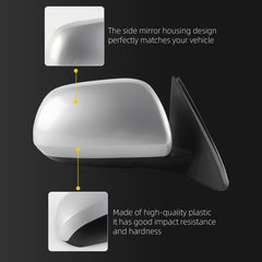 Right Passenger Side Mirror Compatible with Toyota Highlander 2008-2013 Power Glass Manual Folding Non-Heated Replaces 8791048341 TO1321245 Silver 3Pins