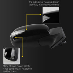 Right Passenger Side Door Mirror Compatible with 2009-2012 Toyota RAV4 (USA Built) Heated Manual Folding Turn Signal Light Power Glass Replaces 879080R020-PFM TO1321273Black Pained(7Pins)