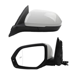 Left Driver Side Mirror Compatible with 2018-2021 Volkswagen Atlas with Power Heated Glass, Manual Folding, Signal Light, Blind Spot Light, White Mirror Cover Replace# VW1320177 (8Pins)