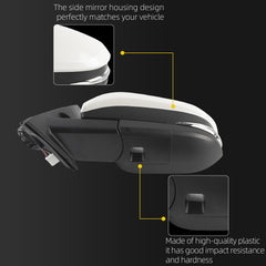 Left Driver Side Mirror Compatible with Toyota 4Runner 2014-2023 Manual Folding Power Adjustable Glass Heated Turn Signal Puddle Light Replaces TO1320312 White 9Pins