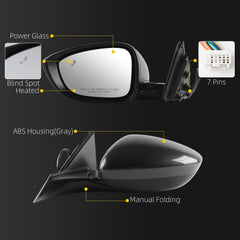 Dasbecan Side Mirror For 2023-2026 Honda Accord 7Pin Left (Meteorite Gray)