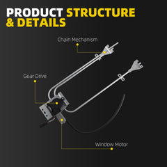 Dasbecan Power Window Regulator with 2-Pin Motor Front Passenger Side