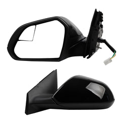 Left Driver Side Door Dual Mirror Compatible with 2015-2017 Hyundai Sonata with Heated Power Glass Manual Folding Black Painted Replace# 87610-C2000 HY1320203 5 Pins